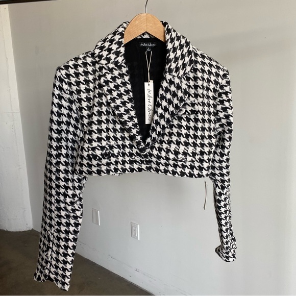 $207 NWT Black For Love & Lemons “Bonnie” Cropped Blazer Sz S Small - Picture 4 of 10